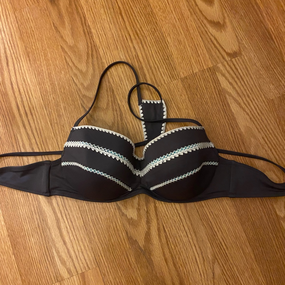 Shade & Shore Purple, White, and Teal Bikini Top